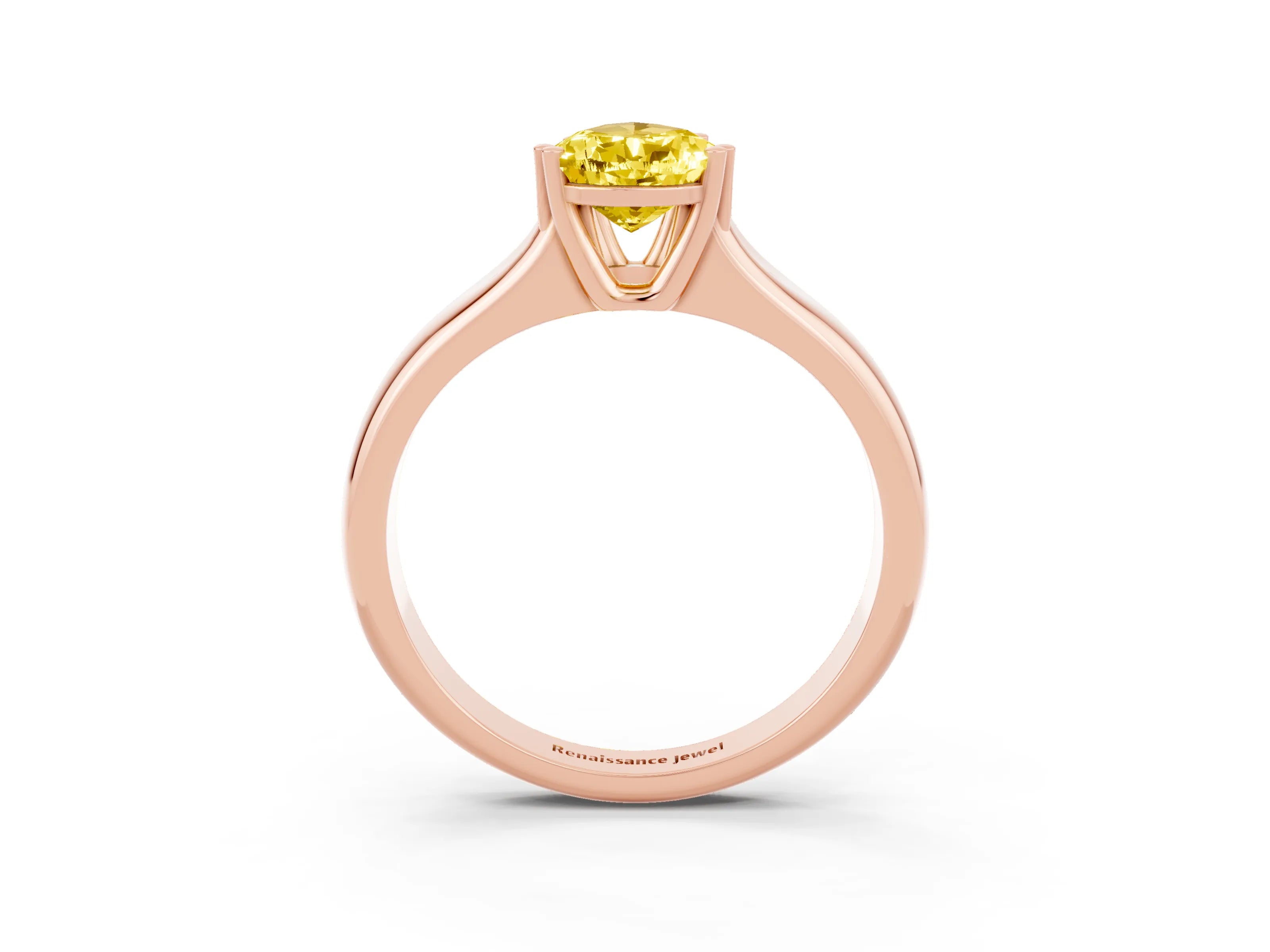 Rose gold Pear Cut Yellow Sapphire Solitaire Ring with Wide Band and Prong Setting_27
