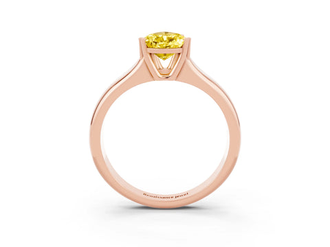 Rose gold Pear Cut Yellow Sapphire Solitaire Ring with Wide Band and Prong Setting_27