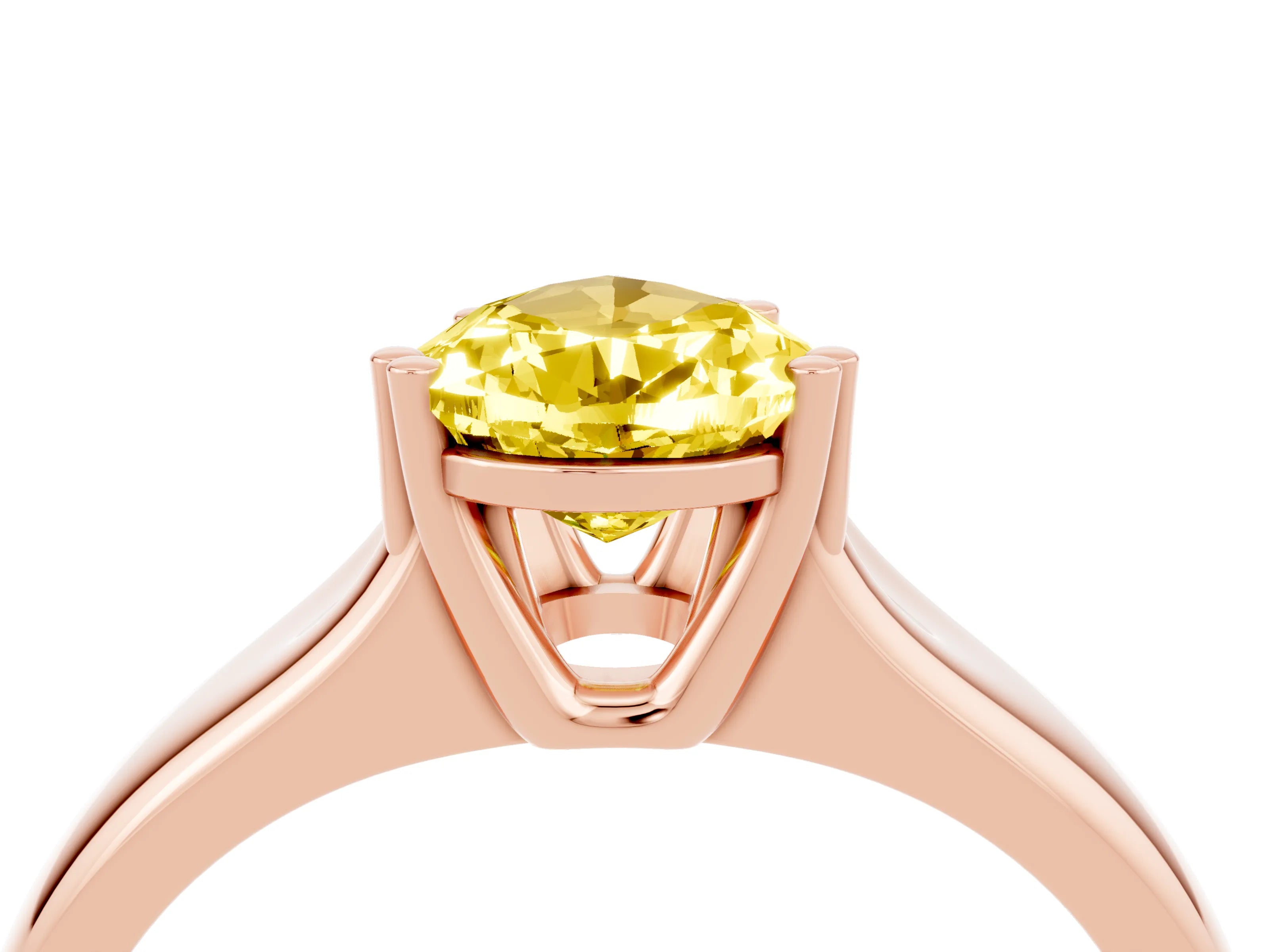 Rose gold Pear Cut Yellow Sapphire Solitaire Ring with Wide Band and Prong Setting_28