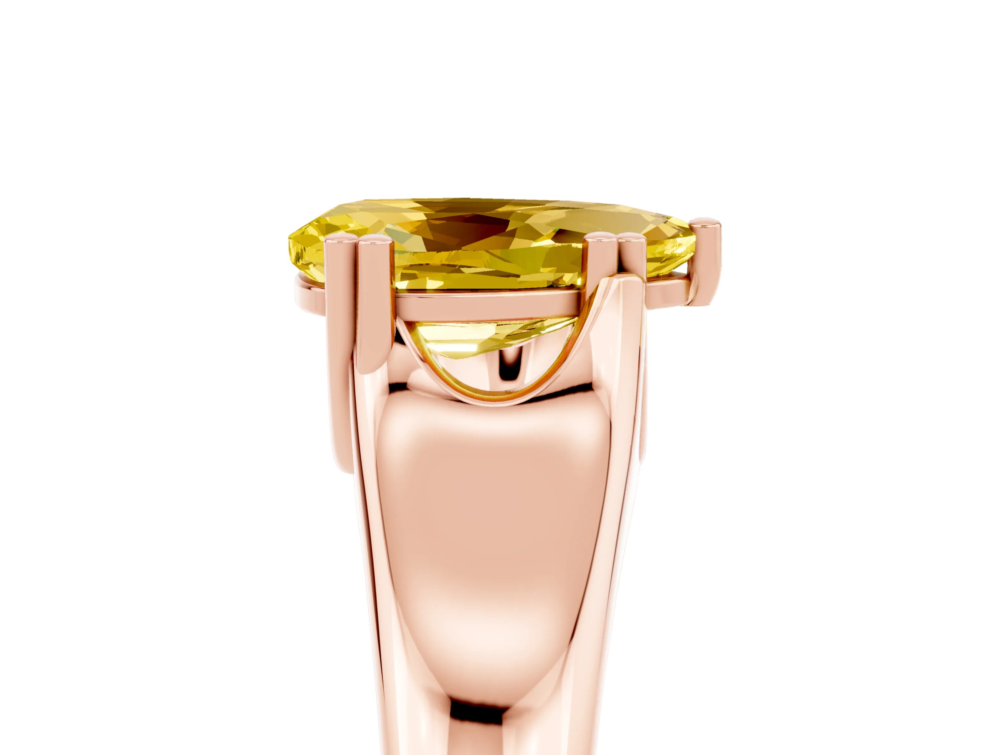 Rose gold Pear Cut Yellow Sapphire Solitaire Ring with Wide Band and Prong Setting_29