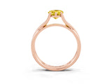 Rose gold Pear Cut Yellow Sapphire Solitaire Twist Band Prong Setting Ring_110