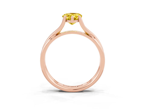 Rose gold Pear Cut Yellow Sapphire Solitaire Twist Band Prong Setting Ring_110