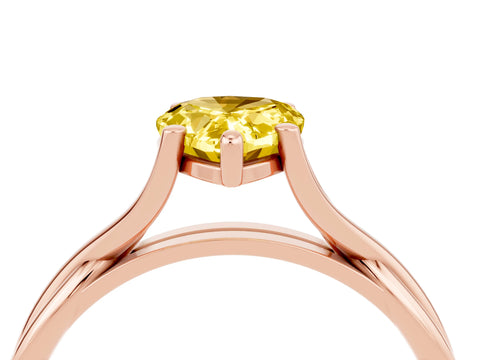 Rose gold Pear Cut Yellow Sapphire Solitaire Twist Band Prong Setting Ring_111