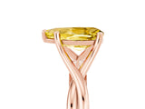 Rose gold Pear Cut Yellow Sapphire Solitaire Twist Band Prong Setting Ring_112