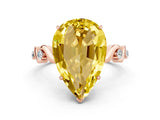 Rose gold Pear Cut Yellow Sapphire Solitaire Twisted Band with Round  Accents and Prong Setting_12