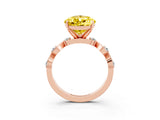 Rose gold Pear Cut Yellow Sapphire Solitaire Twisted Band with Round  Accents and Prong Setting_15