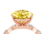 Rose gold Pear Cut Yellow Sapphire Solitaire Twisted Band with Round  Accents and Prong Setting_16