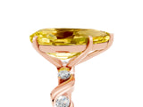 Rose gold Pear Cut Yellow Sapphire Solitaire Twisted Band with Round  Accents and Prong Setting_17