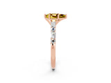Rose gold Pear Cut Yellow Sapphire Solitaire with Side Baguettes and Channel Set Band_26