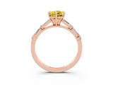 Rose gold Pear Cut Yellow Sapphire Solitaire with Side Baguettes and Channel Set Band_27