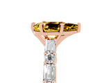 Rose gold Pear Cut Yellow Sapphire Solitaire with Side Baguettes and Channel Set Band_29