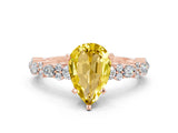 Rose gold Pear Cut Yellow Sapphire Solitaire with Side Stones, Pave Band, Four-Prong Setting_72