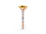Rose gold Pear Cut Yellow Sapphire Solitaire with Side Stones, Pave Band, Four-Prong Setting_74