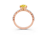 Rose gold Pear Cut Yellow Sapphire Solitaire with Side Stones, Pave Band, Four-Prong Setting_75