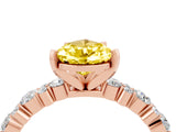 Rose gold Pear Cut Yellow Sapphire Solitaire with Side Stones, Pave Band, Four-Prong Setting_76