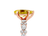 Rose gold Pear Cut Yellow Sapphire Solitaire with Side Stones, Pave Band, Four-Prong Setting_77
