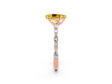 Rose gold Pear Cut Yellow Sapphire Solitaire with Side Stones on a Pavé Band and Four-Prong Setting_26