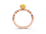 Rose gold Pear Cut Yellow Sapphire Solitaire with Side Stones on a Pavé Band and Four-Prong Setting_27