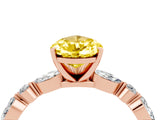 Rose gold Pear Cut Yellow Sapphire Solitaire with Side Stones on a Pavé Band and Four-Prong Setting_28