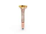 Rose gold Pear Cut Yellow Sapphire Split Shank Engagement Ring with Pavé Band_26
