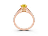 Rose gold Pear Cut Yellow Sapphire Split Shank Engagement Ring with Pavé Band_27