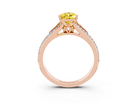 Rose gold Pear Cut Yellow Sapphire Split Shank Engagement Ring with Pavé Band_27