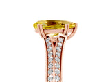 Rose gold Pear Cut Yellow Sapphire Split Shank Engagement Ring with Pavé Band_29