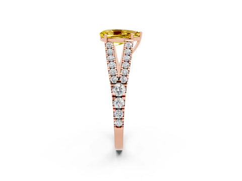 Rose gold Pear Cut Yellow Sapphire Split Shank Pavé Engagement Ring with Four-Prong Setting_14