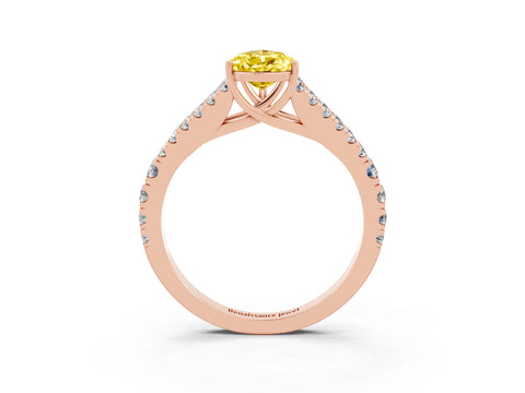 Rose gold Pear Cut Yellow Sapphire Split Shank Pavé Engagement Ring with Four-Prong Setting_15