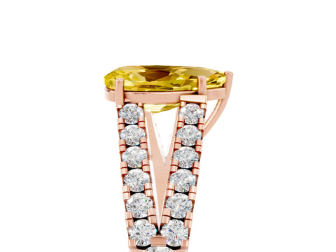 Rose gold Pear Cut Yellow Sapphire Split Shank Pavé Engagement Ring with Four-Prong Setting_17