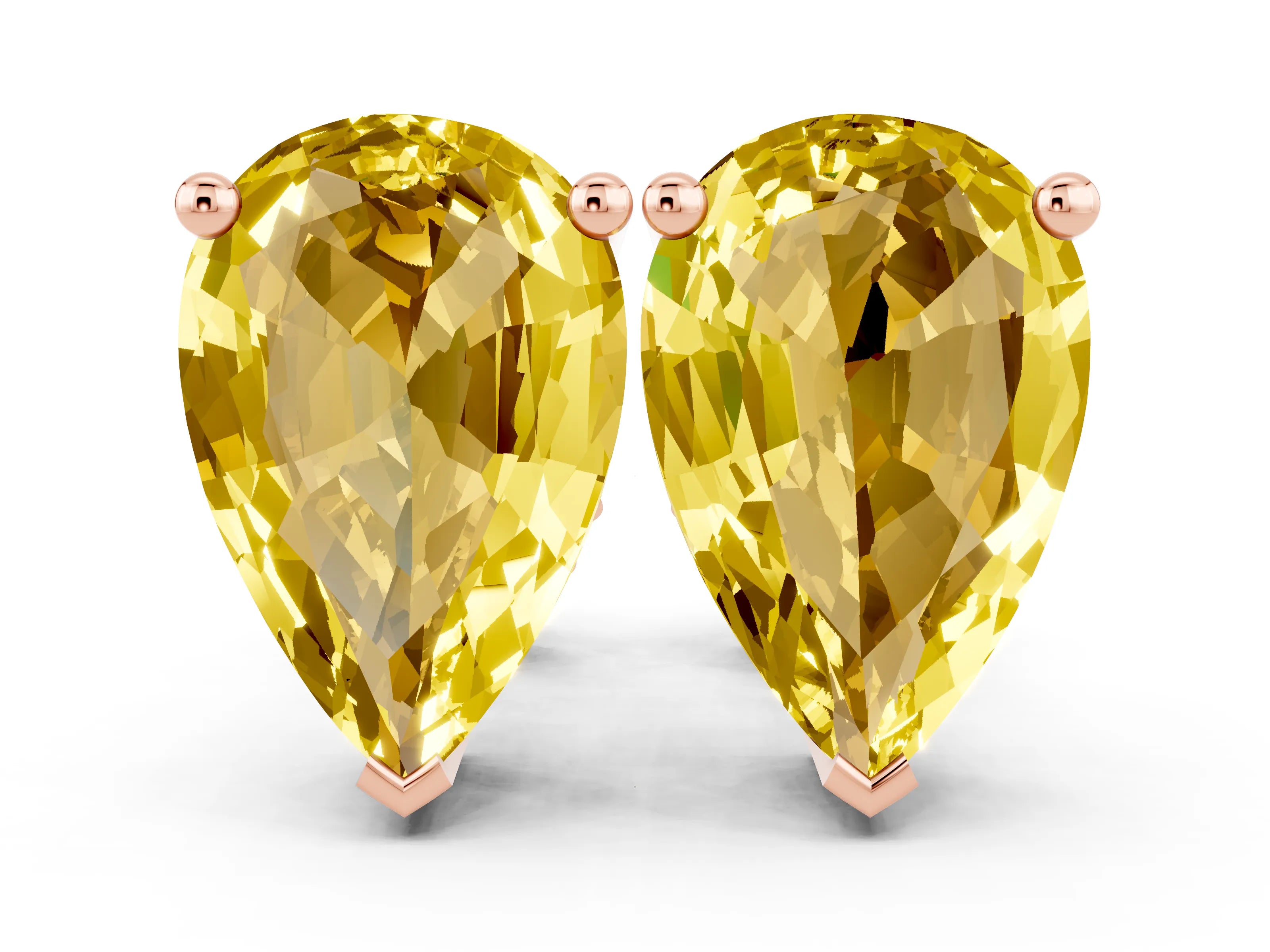 Rose gold Pear Cut Yellow Sapphire Stud Earrings_24
