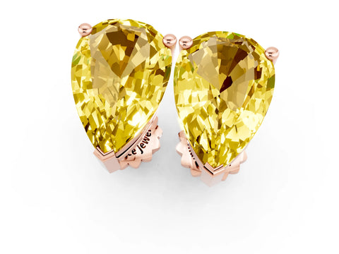 Rose gold Pear Cut Yellow Sapphire Stud Earrings_25