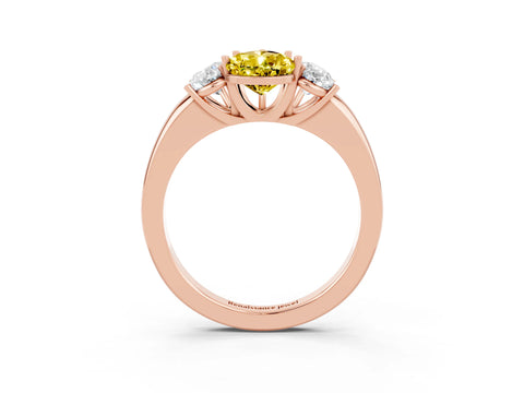 Rose gold Pear Cut Yellow Sapphire Three-Stone Ring with Four-Prong Setting and Classic Band_3