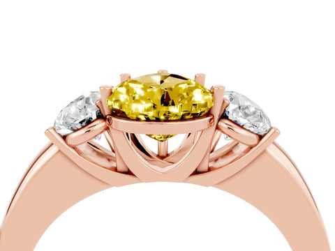Rose gold Pear Cut Yellow Sapphire Three-Stone Ring with Four-Prong Setting and Classic Band_4