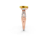 Rose gold Pear Cut Yellow Sapphire Three-Stone Ring with Pavé Split Shank and Four-Prong Setting_38