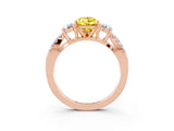 Rose gold Pear Cut Yellow Sapphire Three-Stone Ring with Pavé Split Shank and Four-Prong Setting_39