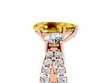 Rose gold Pear Cut Yellow Sapphire Three-Stone Ring with Pavé Split Shank and Four-Prong Setting_41