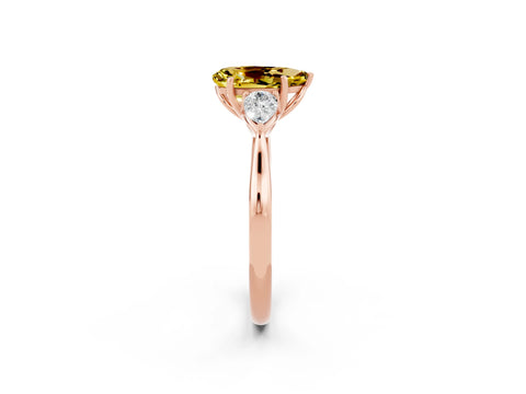 Rose gold Pear Cut Yellow Sapphire Three-Stone Ring with Pear Side Stones and Four-Prong Setting_38