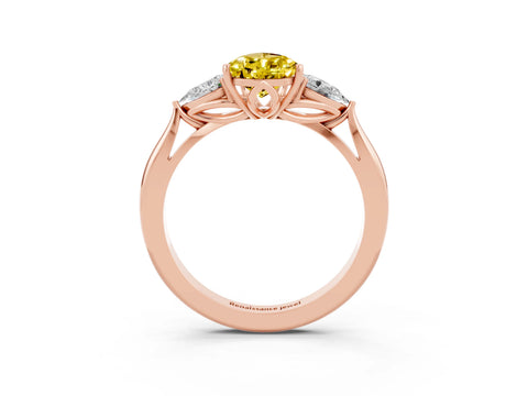 Rose gold Pear Cut Yellow Sapphire Three-Stone Ring with Pear Side Stones and Four-Prong Setting_39