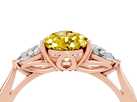 Rose gold Pear Cut Yellow Sapphire Three-Stone Ring with Pear Side Stones and Four-Prong Setting_40