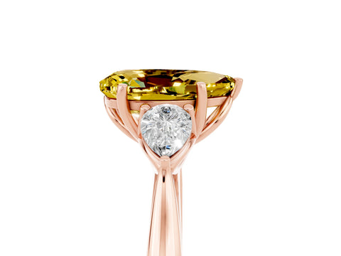 Rose gold Pear Cut Yellow Sapphire Three-Stone Ring with Pear Side Stones and Four-Prong Setting_41