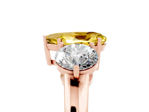 Rose gold Pear Cut Yellow Sapphire Three-Stone Ring with Prong Setting and Classic Band_5