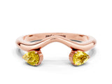 Rose gold Pear Cut Yellow Sapphire Two-Stone Open Band Ring with Prong Setting_18