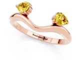 Rose gold Pear Cut Yellow Sapphire Two-Stone Open Band Ring with Prong Setting_19