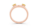 Rose gold Pear Cut Yellow Sapphire Two-Stone Open Band Ring with Prong Setting_21
