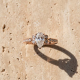 Rose gold Pear Diamond Bezel and Prong Setting with Pave Band_6