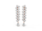 Rose gold Pear Diamond Cascading Leaf Drop Earrings_6