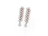 Rose gold Pear Diamond Cascading Leaf Drop Earrings_7