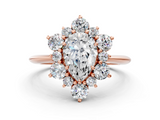 Rose gold Pear Diamond Cluster Halo Ring with Solitaire Band and Four-Prong Setting_19