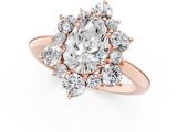 Rose gold Pear Diamond Cluster Halo Ring with Solitaire Band and Four-Prong Setting_20